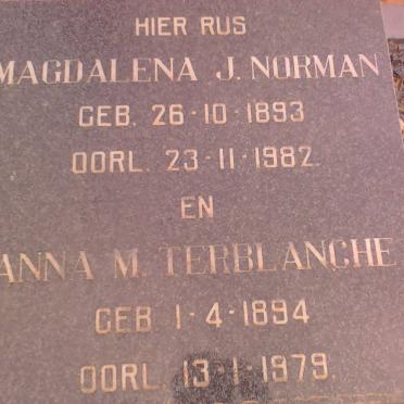 NORMAN Magdalena J. 1893-1982 :: TERBLANCHE Anna M. 1894-1979