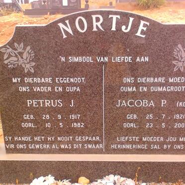 NORTJE Petrus J. 1917-1982 &amp; Jacoba P. 1921-2003