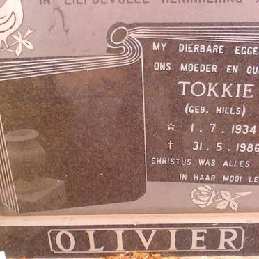 OLIVIER Tokkie nee HILLS 1934-1986