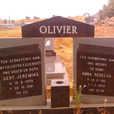 OLIVIER Gert Jeremias 1908-1981 &amp; Anna Rebecca 1911-1990