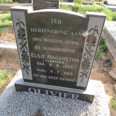OLIVIER Elsje Magaretha nee CLAASSEN 1925-2013