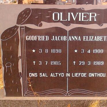 OLIVIER Godfried Jacob 1898-1985 &amp; Anna Elizabeth 1900-1989