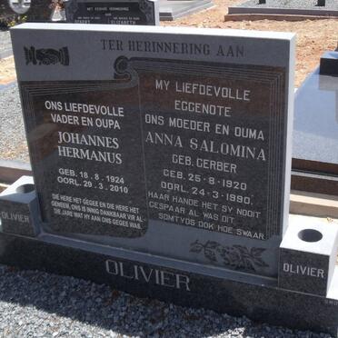 OLIVIER Johannes Hermanus 1924-2010 &amp; Anna Salomina GERBER 1920-1990