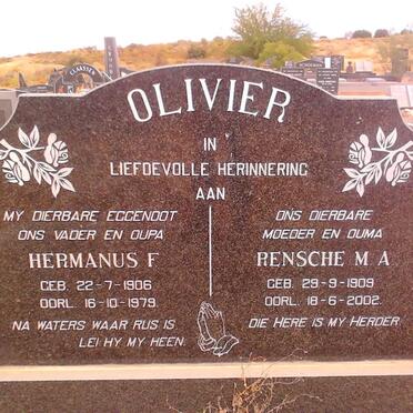 OLIVIER Hermanus F. 1906-1979 &amp; Rensche M.A. 1909-2002