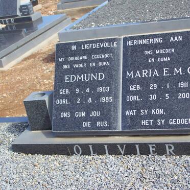 OLIVIER Edmund 1903-1985 &amp; Maria E.M.C. 1911-2001