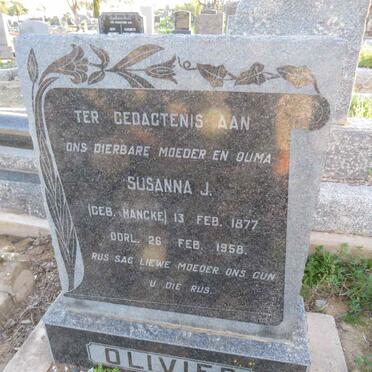 OLIVIER Susanna J. nee HANCKE 1877-1958
