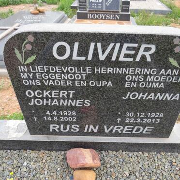 OLIVIER Ockert Johannes 1928-2002 & Johanna 1928-2013