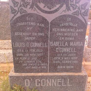 O'CONNELL Louis 1902-1957 &amp; Isabella Maria DE JAGER 1897-1981