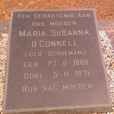 O'CONNELL Maria Susanna nee SCHOEMAN 1888-1971