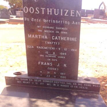 OOSTHUIZEN Martha Catherine nee RADEMEYER 1914-1989