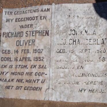 OLIVER Richard Stephen 1907-1952 &amp; Johanna CHAMBERLAIN 1920-1988