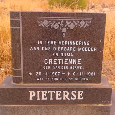 PIETERSE Cretienne nee VAN DER MERWE 1907-1981