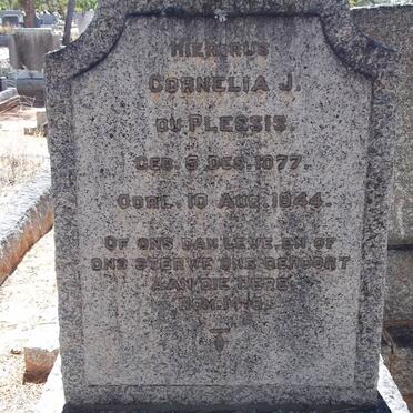 PLESSIS Cornelia J., du 1877-1944