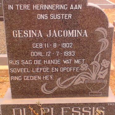 PLESSIS Gesina Jacomina, du 1902-1993