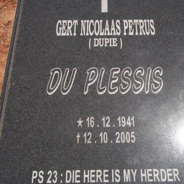 PLESSIS Gert Nicolaas Petrus, du 1941-2005