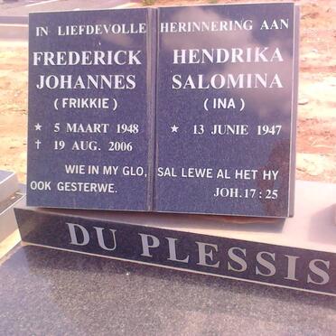 PLESSIS Frederick Johannes, du 1948-2006 &amp; Hendrika Salomina 1947-