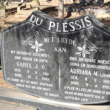 PLESSIS Carel J.C., du 1918-1982 &amp; Adriana M. 1926-2003