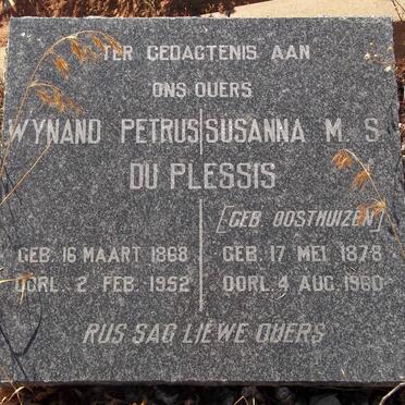 PLESSIS Wynand Petrus, du 1868-1952 &amp; Susanna M.S. OOSTHUIZEN 1878-1960