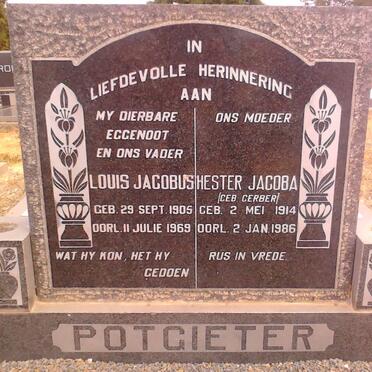 POTGIETER Louis Jacobus 1905-1969 &amp; Hester Jacoba GERBER 1914-1986