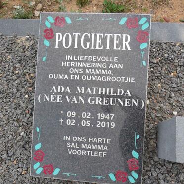 POTGIETER Ada Mathilda nee VAN GREUNEN 1947-2019