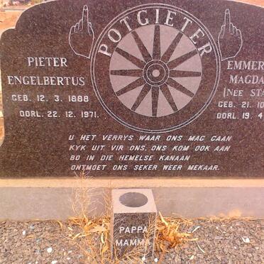 POTGIETER Pieter Engelbretus 1888-1971 &amp; Emmerentia Magdalena STANDER 1889-1973