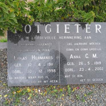 POTGIETER Lukas Hermanus 1911-1998 & Anna C.M. 1919-2002