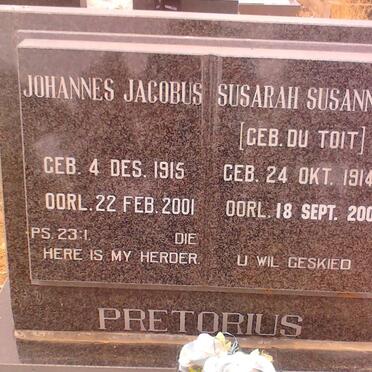 PRETORIUS Johannes Jacobus 1915-2001 &amp; Susarah Susanna DU TOIT 1914-2005