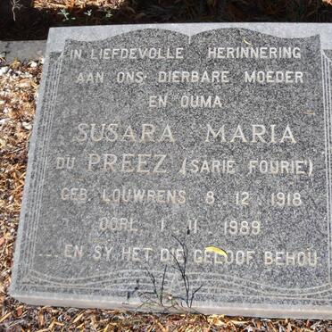 PREEZ Susara Maria, du voorheen FOURIE nee LOUWRENS 1918-1989