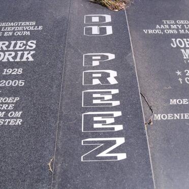 PREEZ Andries Hendrik, du 1928-2005 &amp; Johanna Maria JOONE 1926-2004