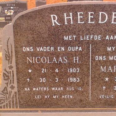 RHEEDER Nicolaas H. &amp; Martha W.S.