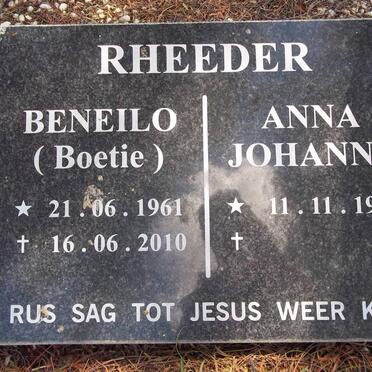 RHEEDER Beneilo 1961-2010 &amp; Anna Johanna 1961-