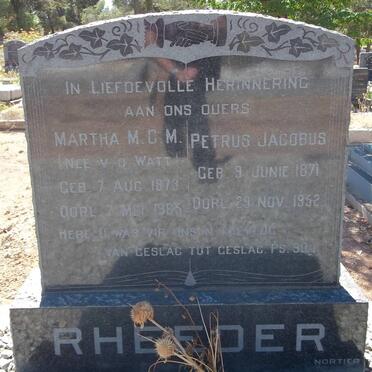 RHEEDER Petrus Jacobus 1871-1952 &amp; Martha M.C.M. v.d. WATT 1873-1965
