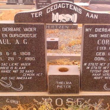 ROSE Paul A.G. 1908-1980 &amp; Cornelia J. RADEMEYER 1908-1974