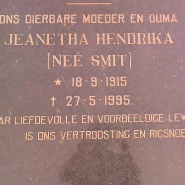 ROUX Jeanetha Hendrika, le nee SMIT 1915-1995