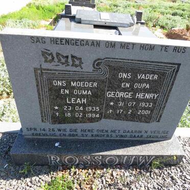 ROSSOUW George Henry 1933-2001 & Leah 1935-1994