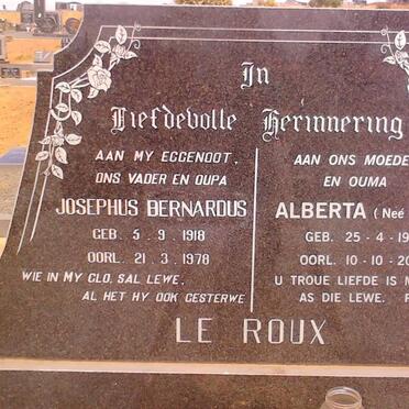 ROUX Josephus Bernardus, le 1918-1978 &amp; Alberta ROUX 1924-2008