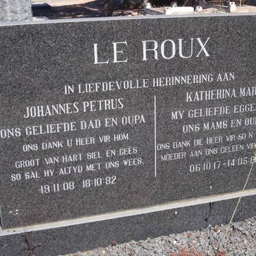 ROUX Johannes Petrus, le 1908-1982 &amp; Katherina Maria 1917-1981