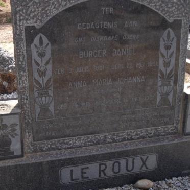 ROUX Burger Daniel, le 1881-1961 &amp; Anna Maria Johanna BOTHA 1888-1961