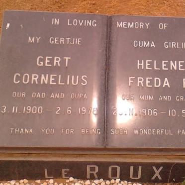 ROUX Gert Cornelius, le 1900-1978 &amp; Helene Freda R. 1906-1988