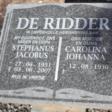 RIDDER Stephanus Jacobus, de 1931-2007 &amp; Carolina Johanna 1936-