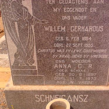 SCHNEIGANSZ Willem Gerhardus 1884-1955 &amp; Anna C.R. BENEKE 1887-1973