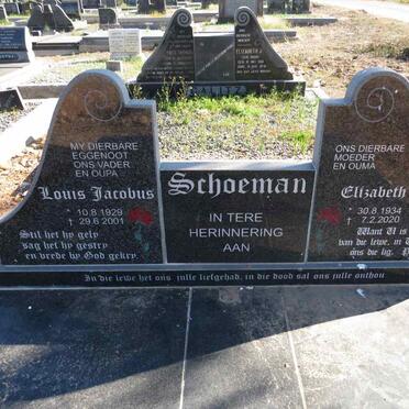 SCHOEMAN Louis Jacobus 1929-2001 & Elizabeth 1934-2020