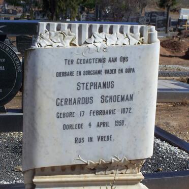 SCHOEMAN Stephanus Gerhardus 1872-1958