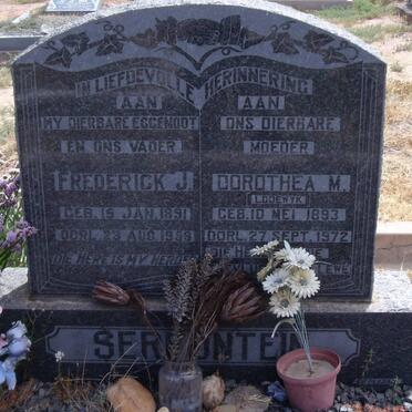SERFONTEIN Frederick J. 1891-1959 &amp; Dorothea M. LODEWYK 1893-1972