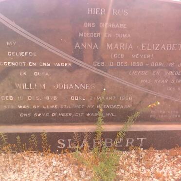 SLABBERT Willem Johannes 1878-1966 &amp; Anna Maria Elizabeth MEYER 1898-1971