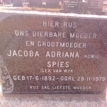 SPIES Jacoba Adriana nee VAN WYK 1892-1979