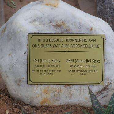 SPIES C.F.J. 1923-2006 &amp; A.S.M. 1928-1981