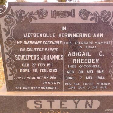 STEYN Scheepers Johannes 1911-1969 &amp; Abigail C. RHEEDER nee O'CONNELL 1915-1994