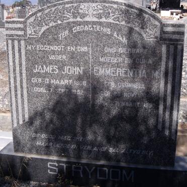 STRYDOM James John 1908-1952 &amp; Emmerentia M. O'CONNELL 1904-1990