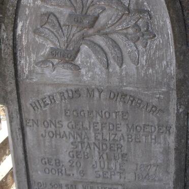 STANDER Johanna Elizabeth nee KLUE 1877-1942